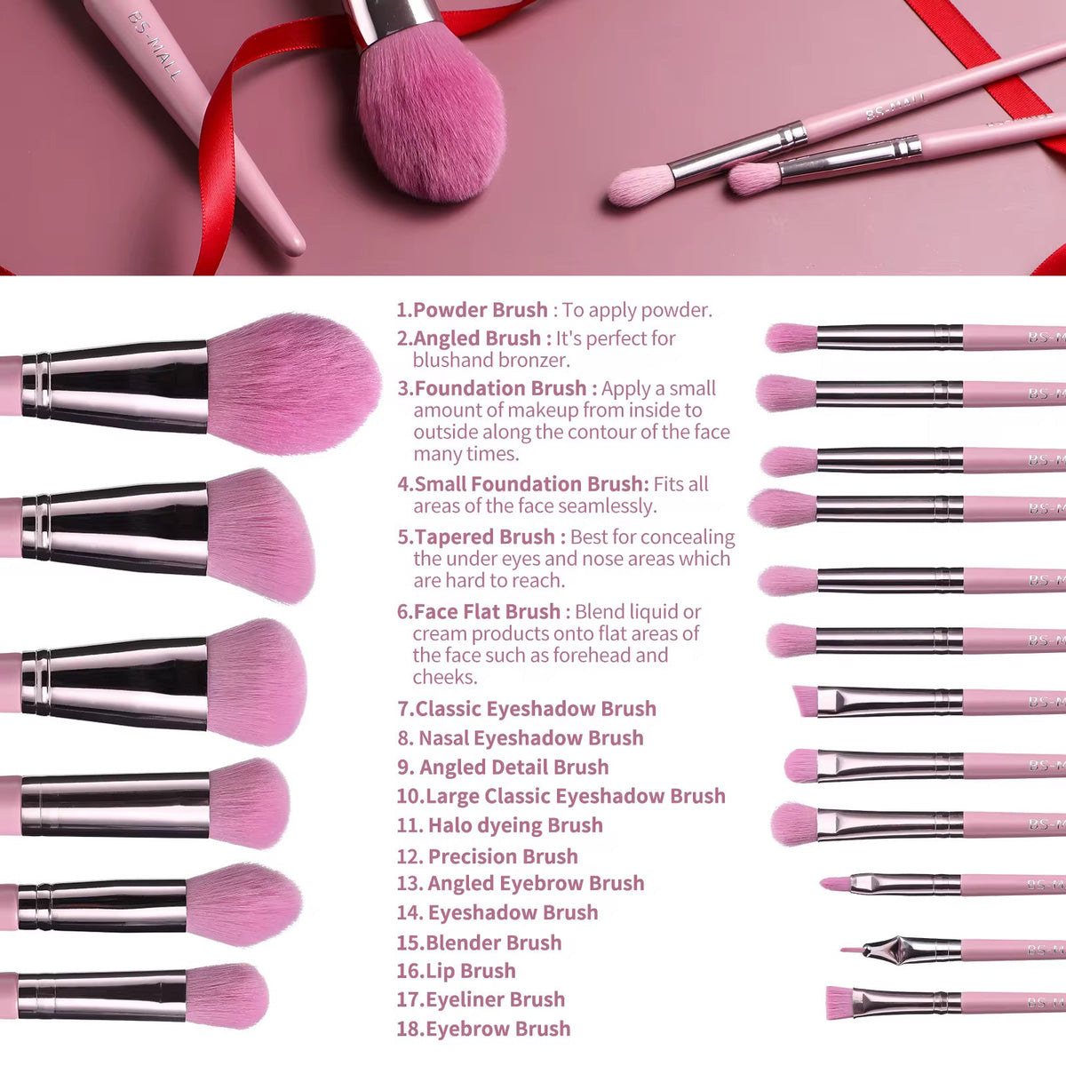 The Pink Court Collection 18 Piece Brush Set