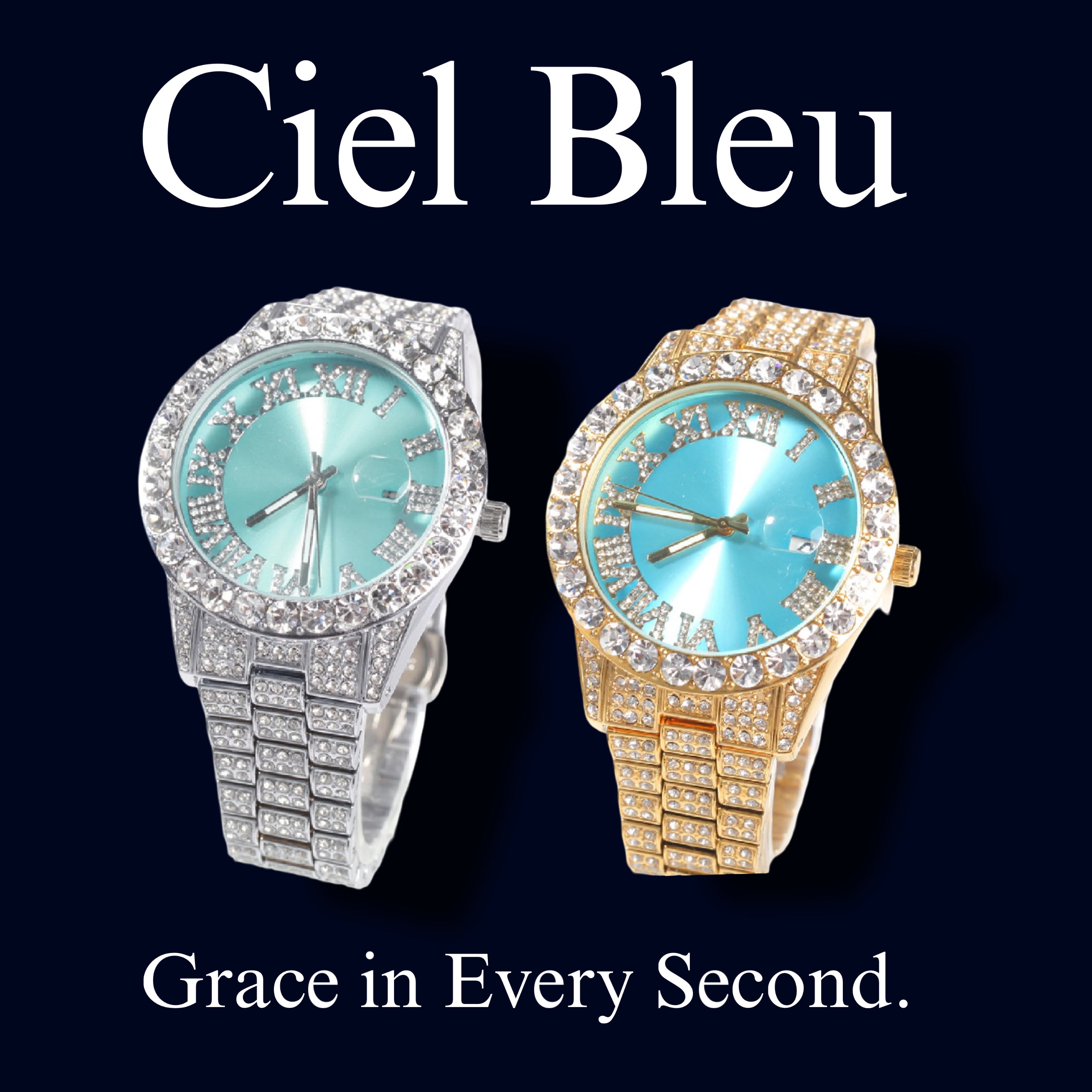 Ciel Bleu – Gold & Silver Icy Blue Timepiece