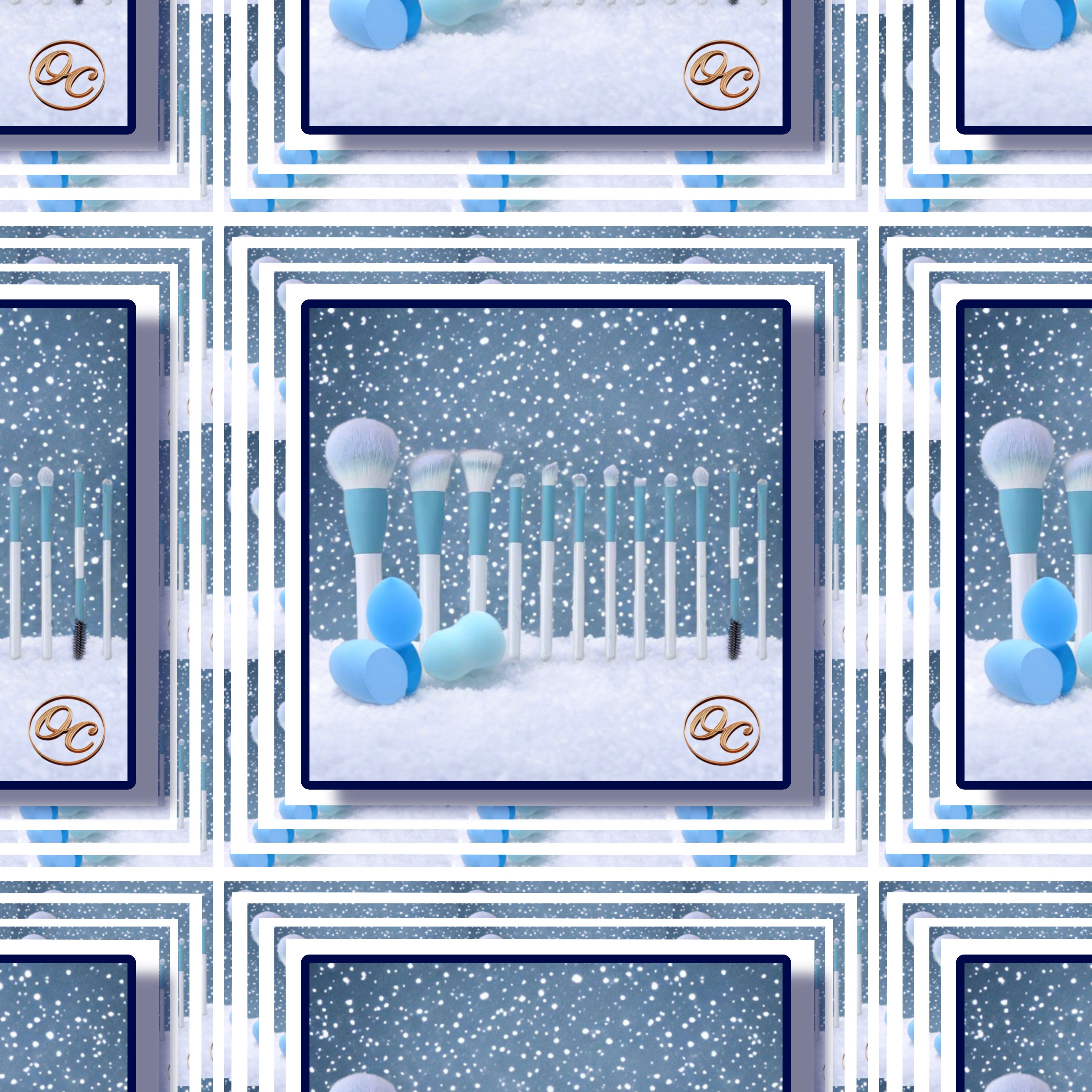 Frosted Elegance – 12-Piece Brush Set + 3 Beauty Blenders