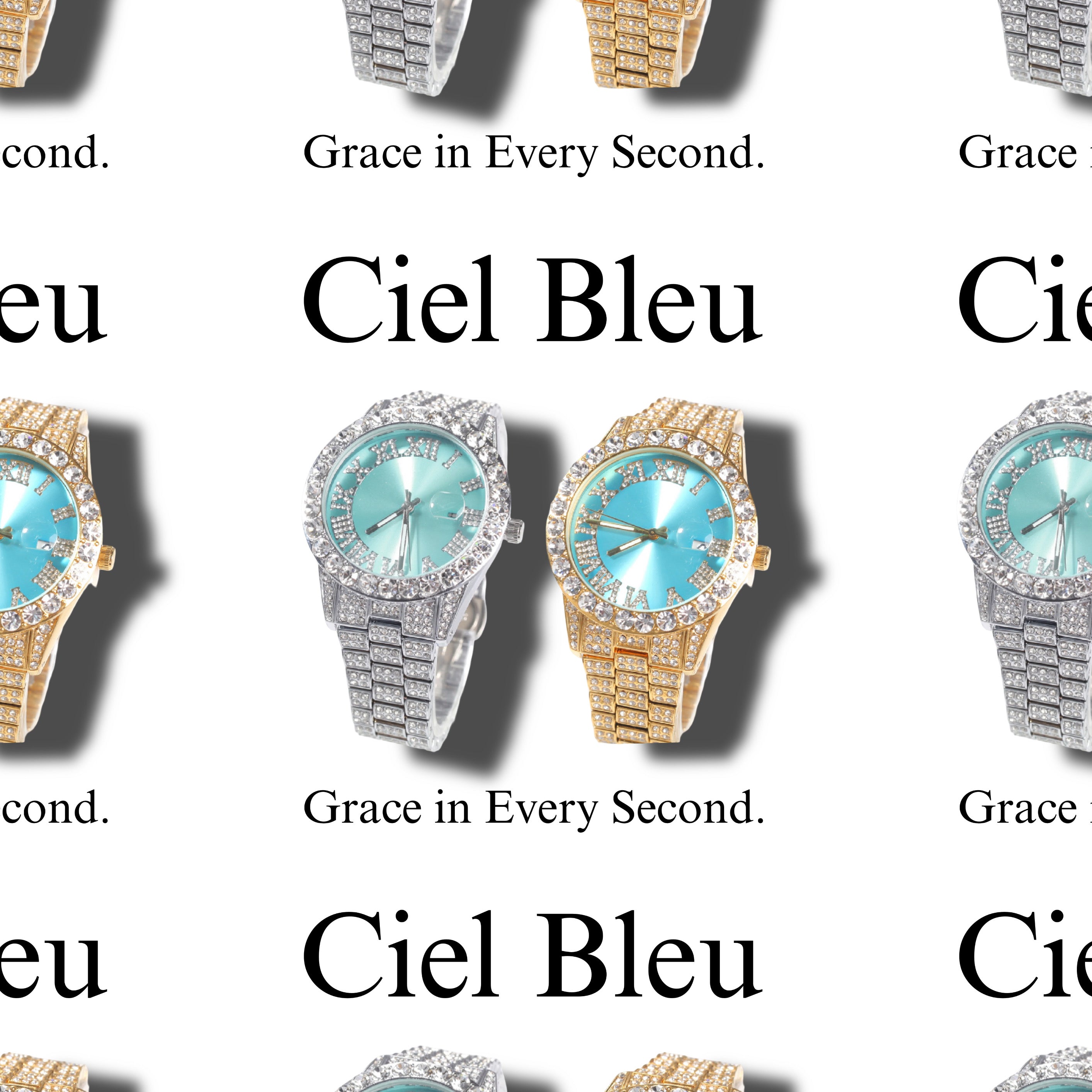 Ciel Bleu – Gold & Silver Icy Blue Timepiece