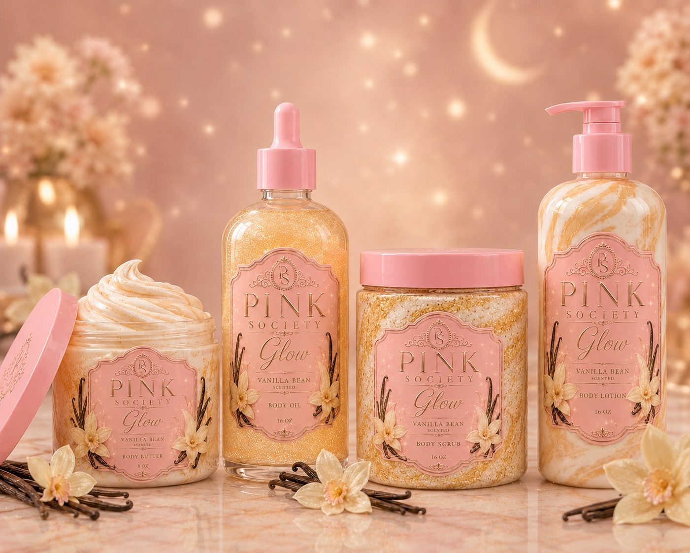 Pink Society Glow – Vanilla Bean Skincare Collection