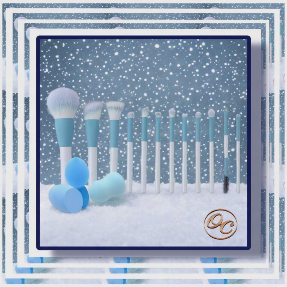 Frosted Elegance – 12-Piece Brush Set + 3 Beauty Blenders