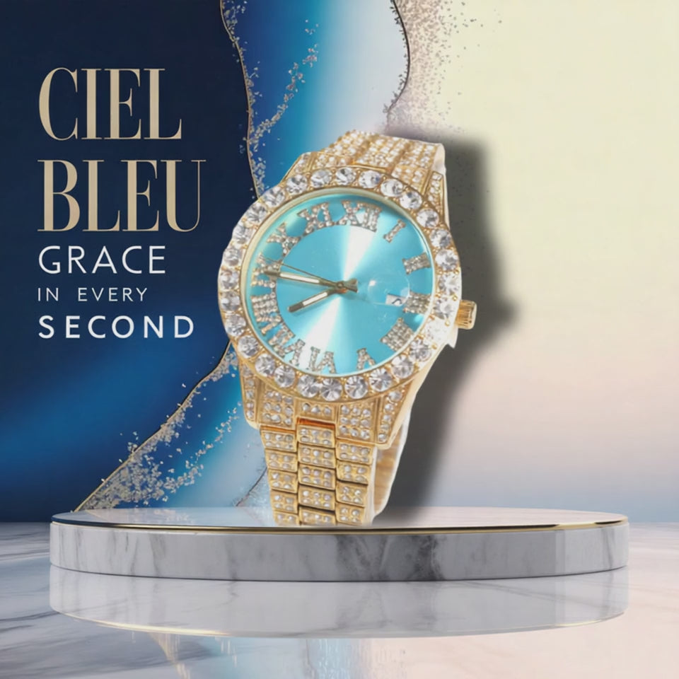 Ciel Bleu – Gold & Silver Icy Blue Timepiece